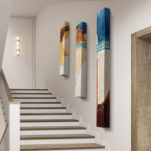过道装饰画现代简约入户玄关挂画轻奢竖版长条无框楼梯走廊墙壁画