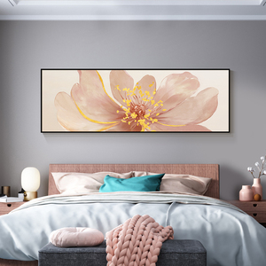 现代简约植物花卉装饰画卧室床头横版温馨浪漫挂画房间背景墙壁画