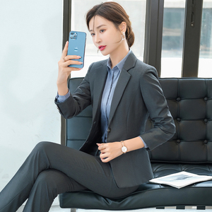 长城哈弗4s店深灰色西装女韩版ol职业套装荣威汽车销售经理工作服