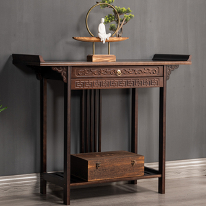新中式花梨木玄关柜现代简约中堂条案带抽玄关桌客厅条几实木供桌