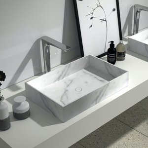 北欧家用卫生间轻奢风台上盆洗脸盆酒店高级极简大理石方形洗手盆