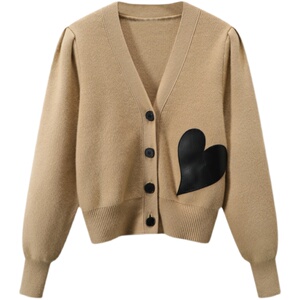 00279人付款天猫apea2021秋冬新款学院风印花字母收腰拉链羊毛开衫