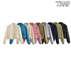 TRAF 欧美风外贸女装新款时尚休闲立领宽松9色大口袋夹克外套