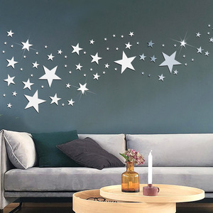 3d立体墙贴星星亚克力镜面贴纸儿童房客厅立体自粘DIY卡通装饰