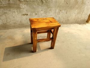 厂家直销火烧木家具 碳化松木餐椅 实木餐凳 坐凳 方凳子小方凳