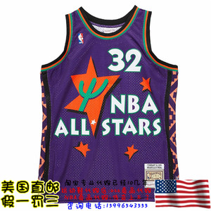美国代购 湖人mitchellness swingman球迷版95全明星球衣-奥尼尔