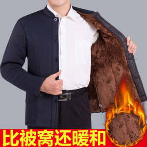 冬季驼绒棉袄男中老年男士居家棉服加绒加厚宽松棉袄老人棉衣外套