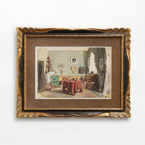 中古风名家挂画日本博物馆收藏级艺术雕花外框客厅装饰画