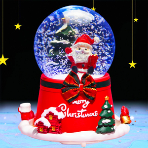 圣诞老人雪球玩具音乐盒儿童圣诞节礼物盒下雪八音盒水晶球摆件平