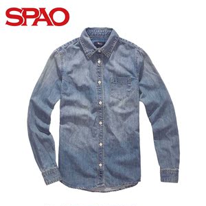 （衬衫）SPAO韩国衣恋  复古磨白款 牛仔衬衫