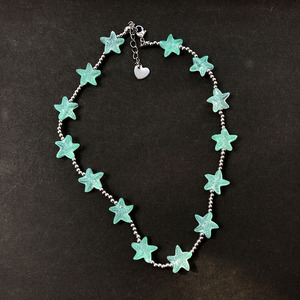 欧美小众设计蓝色海星钛钢项链女式夏季海洋风锁骨链