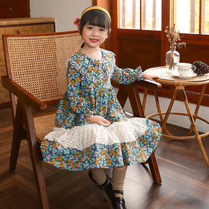 女童春秋季连衣裙小女孩儿童装洋气网红时髦6公主碎花裙子7潮8岁9