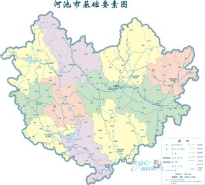 广西省河池市地图交通河流水系卫星旅游地形政区高清电子版定制