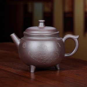 秒杀茗陶轩 宜兴原矿紫砂茶壶高工徐小平 三足鼎