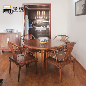 京瓷餐厅成套红木家具1.3米餐桌餐椅刺猬紫檀新中式简约实木圆桌