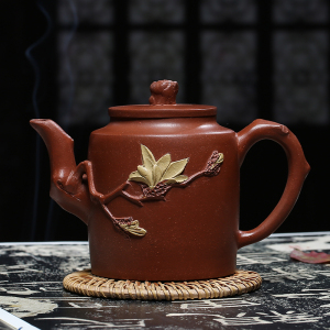 台湾回流老壶文革紫砂一厂大师汪寅仙制清水泥全手工玉兰花直筒壶
