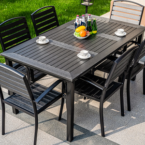 户外桌椅塑木室外庭院花园餐桌露天阳台休闲咖啡厅防腐木桌椅组合