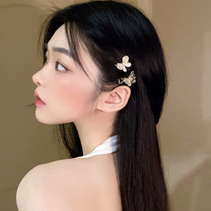 贝母精致蝴蝶发夹女侧边碎发抓夹小号刘海夹子头饰高级感水钻发卡