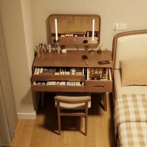 实木梳妆台卧室现代简约中式化妆桌轻奢化妆柜梳妆桌小型化妆台