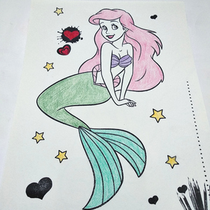 女孩涂色填色画本美人鱼公主3-6-8-10岁儿童宝宝学画本绘画涂鸦本