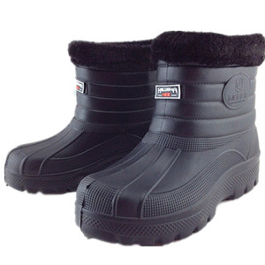 冬季EVA棉防水鞋男士厚底防滑一体泡沫保暖加绒雨鞋室外雪地靴女
