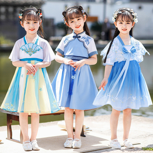 汉服女装儿童女童夏季薄款公主裙古风超仙中国风夏款大童女孩古装