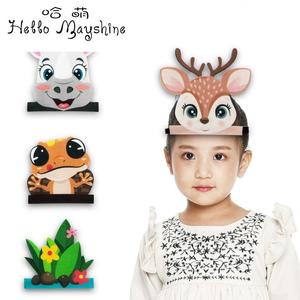 六一儿童卡通动物头饰马老虎小狗变色龙梅花鹿幼儿园故事表演道具