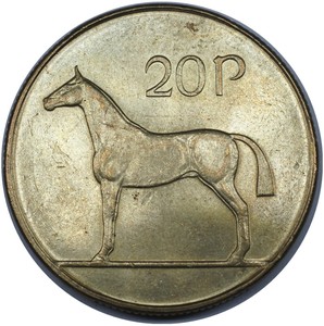 欧洲爱尔兰20便士硬币 年份随机 km25