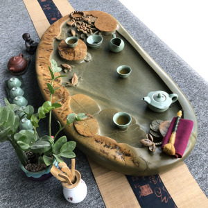 整块石材手工雕刻中茶盘家用茶具茶托盘别墅茶台大茶海排水式功夫