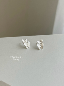 FEARLESS 通体s999银双层蝴蝶结耳钉小众设计气质高级感蝴蝶耳环