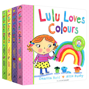 英文原版 Lulu系列4册合售 我爱露露系列绘本 纸板翻翻书 Lulu Loves Noises Shapes Numbers 英文版幼儿英语启蒙认知图画故事书
