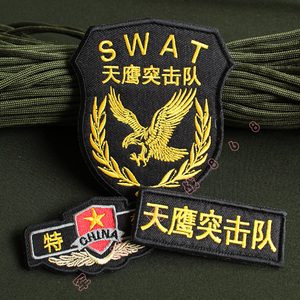 天鹰突击队刺绣臂章个性cs魔术贴章猎鹰战术胸贴背包贴章布标定制
