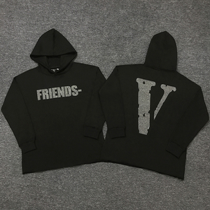 过验正确版 vlone 藤原浩 水钻 钻石 烫钻 大v 加绒连帽卫衣 帽衫