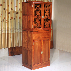 缅甸花梨木红木佛龛立柜供p桌供台神台神龛佛台佛柜家用财神爷带