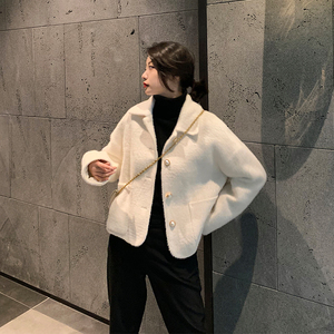 白色银丝仿雪貂绒短外套女2020冬季新款软糯加厚短款小个子上衣潮