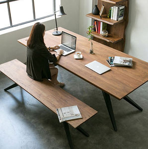 美式铁艺实木餐桌椅组合简约现代会议桌工业风工作台实木办公桌子