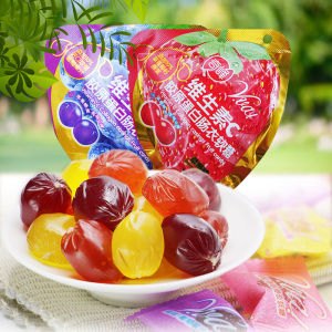 奇峰40g维生素c胶原蛋白肠衣软糖草莓味葡萄味袋装软糖糖果小零食