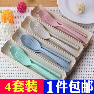 套盒筷子和勺子便携创意可爱不锈钢便携餐具套装筷子便携三件套叉