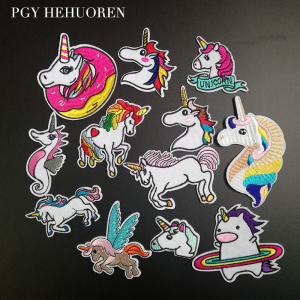 卡通小马驹儿童服装刺绣布贴独角兽彩色绣花针织补洞个性时尚装饰