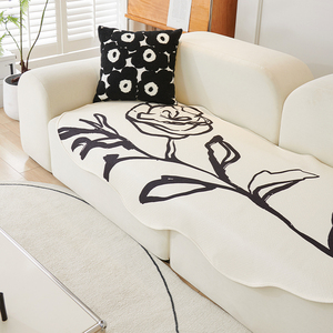 【山茶花】四季通用沙发垫夏季轻奢异形不规则沙发罩套坐垫子盖布