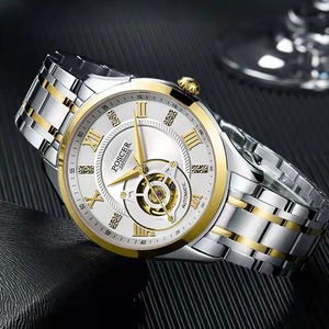 poscer宝时捷镂空全自动商务圆形防水复古不锈钢机械表男表正品