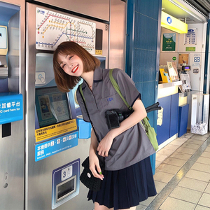 台湾淡江中学校服jk衬衫不能说的秘密同款夏季学生班服百褶裙套装