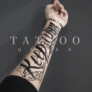 刺青女王tattoo 纹身贴 z8 字母保持冷静大图逼真花臂纹身贴