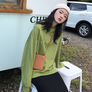 草绿色薄荷绿橄榄绿牛油果绿卫衣女芥末绿果绿色上衣女chic抹茶绿