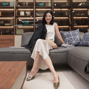 colinwang-限定30姆米6a真丝素绉缎面优雅长裙春夏套装通勤张若愚