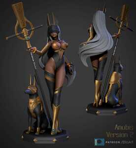 娘化版死神阿努比斯双形态3d打印模型数据stl手办高精素材文件