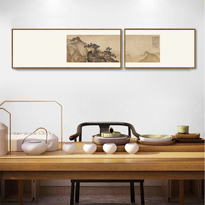 新中式客厅沙发背景墙面装饰画禅意组合山水挂画餐厅书房壁画茶室