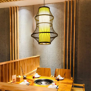 四川传统串串烤鱼烧烤店复古火锅店吊灯带led专用射灯竹艺灯具