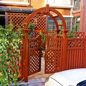 户外防腐木栅栏门庭院户外花园门庭院门围栏门篱笆门小门腰门拱门