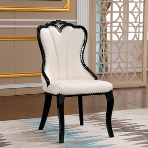 欧式餐椅白色简约现代餐厅时尚软包酒店休闲韩式PU皮别墅实木椅子